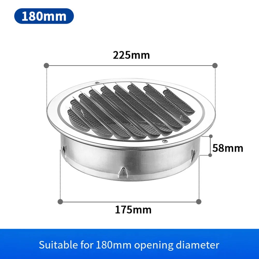 1pcs 70-300mm Round Stainless Steel Air Vent Grille Insect Protection Home Exterior Wall Ducting Ventilation Tool