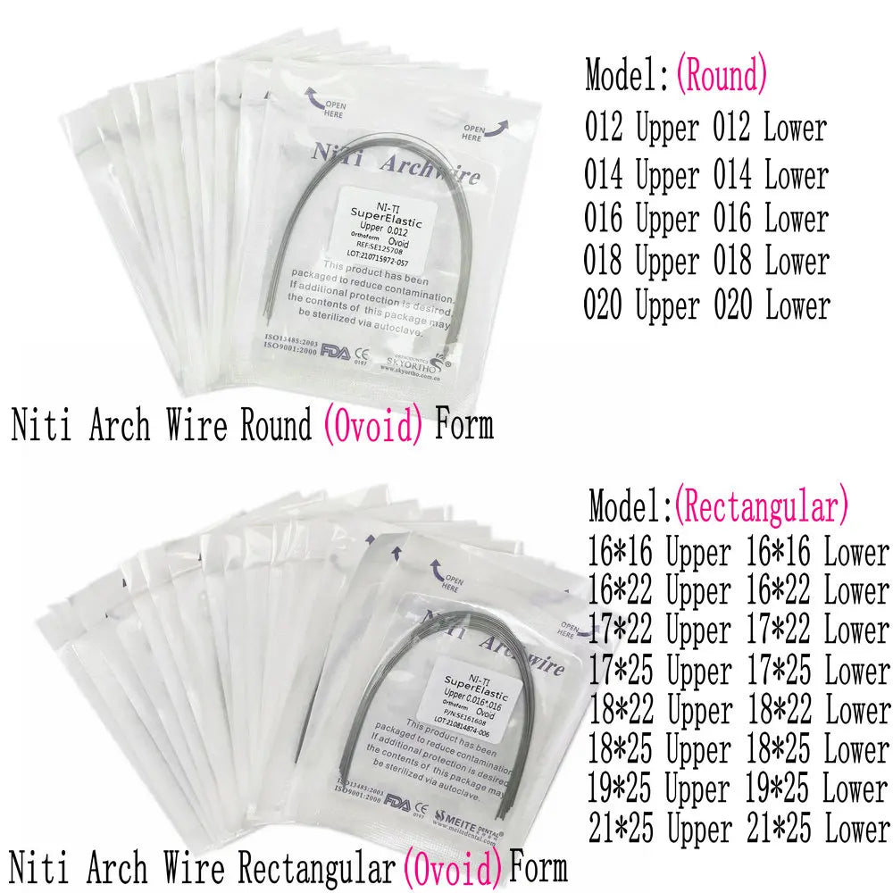 10pcs/pack Orthodontic Dental Super Elastic Oval Form Niti Round/Rectangular Arch Wires Dental Niti Arch Wire Dentist Product