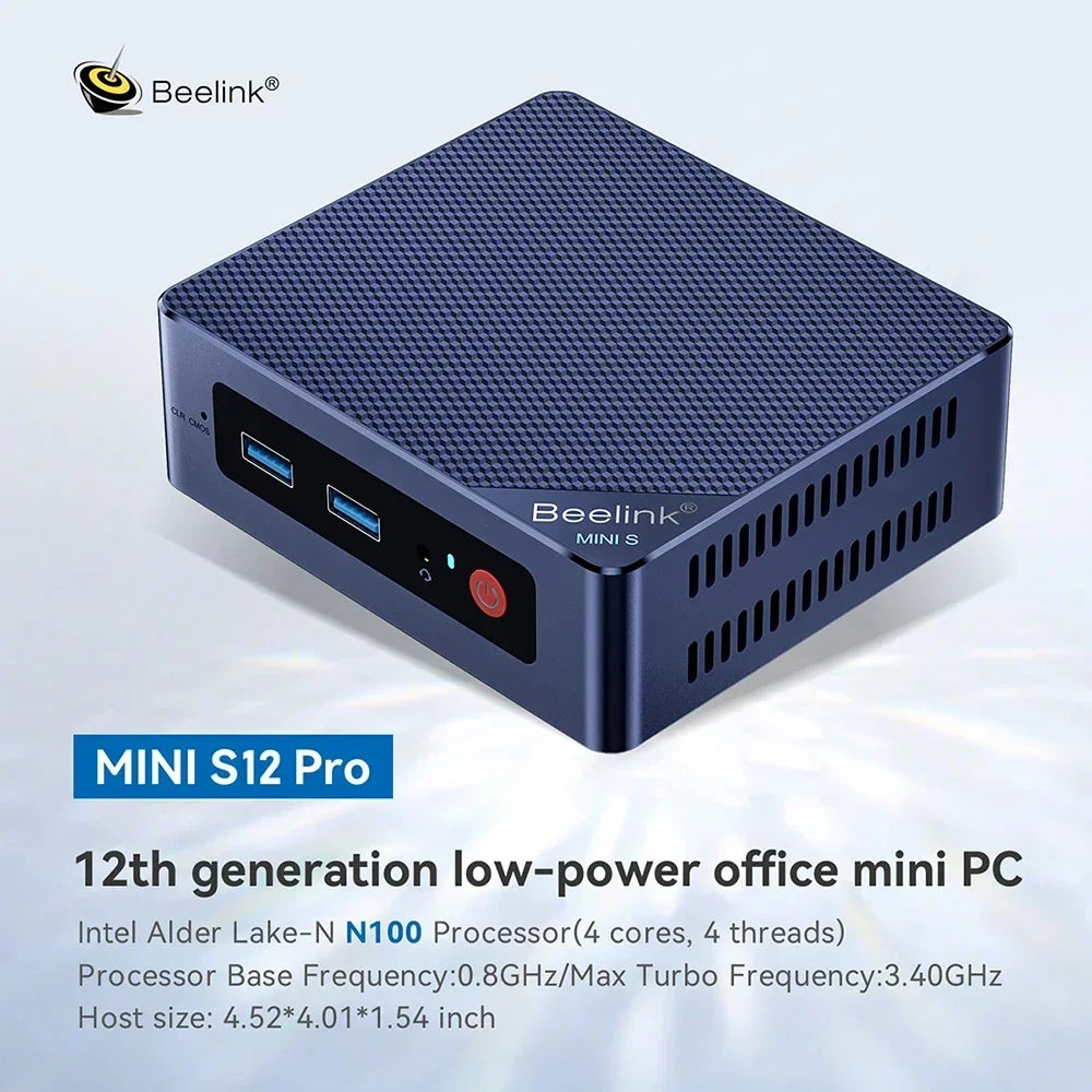 Beelink Mini S12 Pro Alder Lake N100 MINI PC DDR4 16GB 500GB WIFI6 BT5.2 Gamer Computer MINI S N5095 8GB 128GB EQ13 N200 Minipc