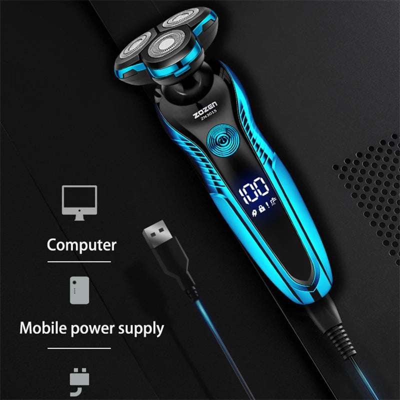 ZOZEN Electric Shaver Washable Rechargeable Electric Razor Body Hair Clipper Cutting Shaving Machine for Men Beard Trimmer