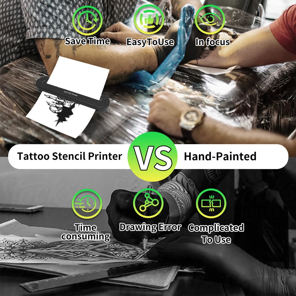 Ats886 A4 Tattoo Thermocopier Wireless Tattoo Transfer Bluetooth Mobile&pc Printer Thermal Printer Tattoo for Machine Printing