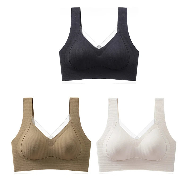 3pcs Women's Bra Breathable Gather Together No Trace Bra No Steel Ring Comfortable Large Size Underwear Vest Sport Bralette