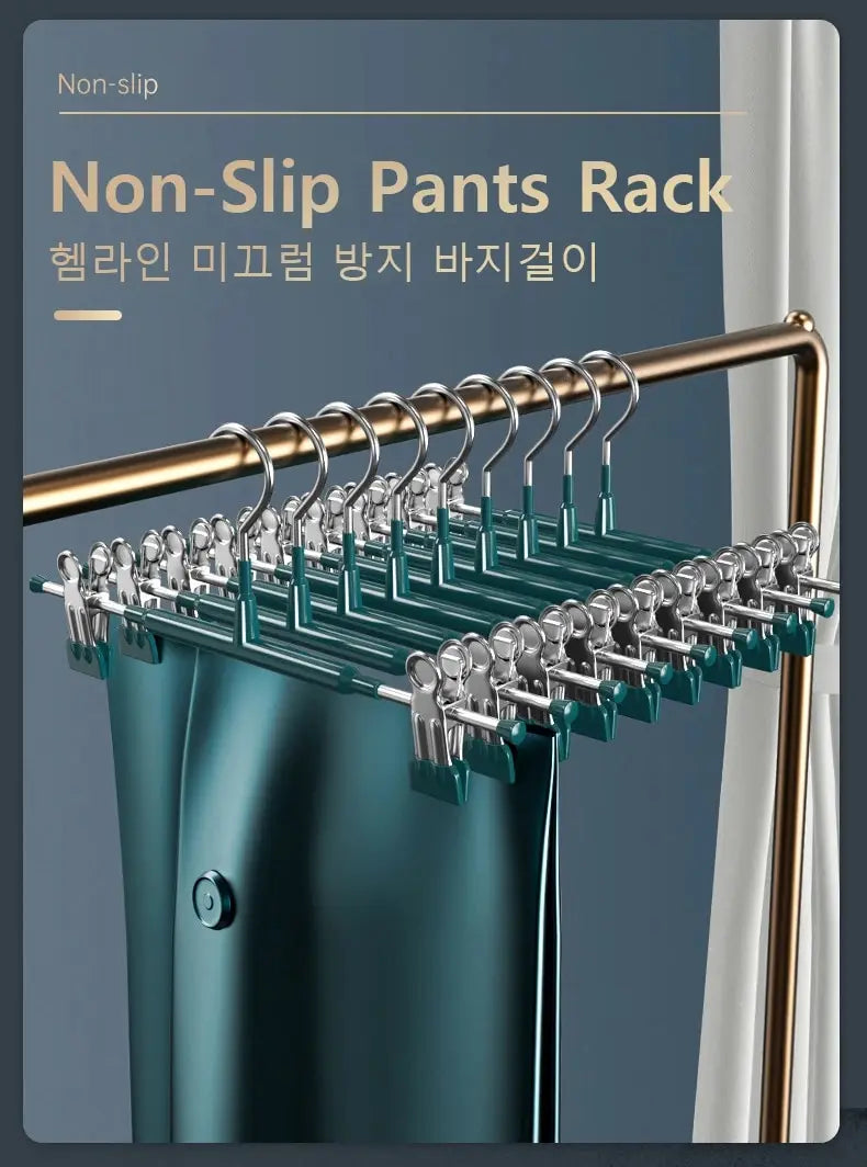 5 Pcs Rack Clip Stainless Steel Trousers Wardrobe Clip Anti-slip Clothespin Pants Clamp Clothes Hanger for Skirt