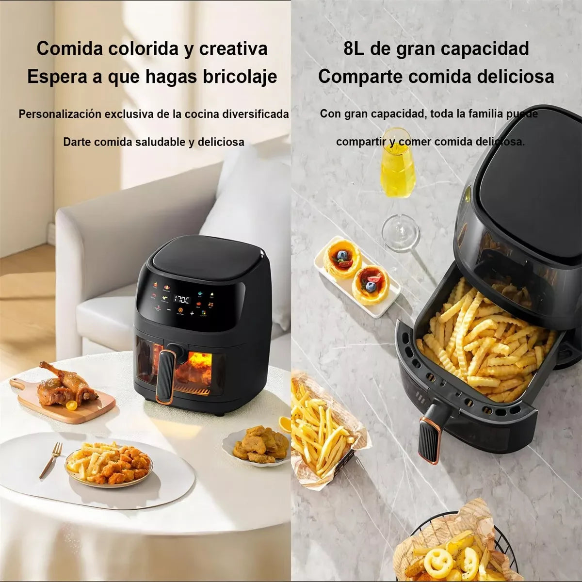 8L 2400W Air Fryer With Touch Screen Temperature Control And Display Programmable Air Fryer (8 Liters)