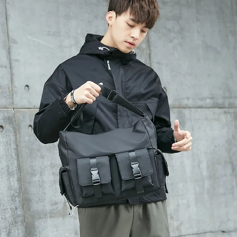 Casual Large Capacity Waterproof Messenger Shoulder Bag Men Crossbody School bag for Teenage Outdoor Man Black Big Travel Bags