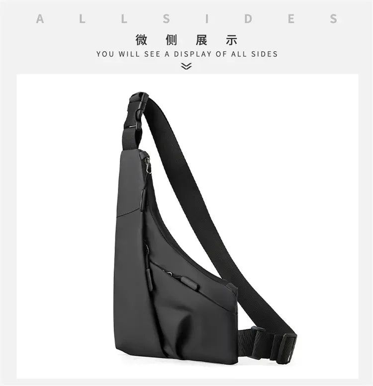 Anti Theft Close Fitting Chest Bag Men's Leisure Leather Film Triangle Bag Crossbody Card Wallet Sports Cycling Riding Sling Bag