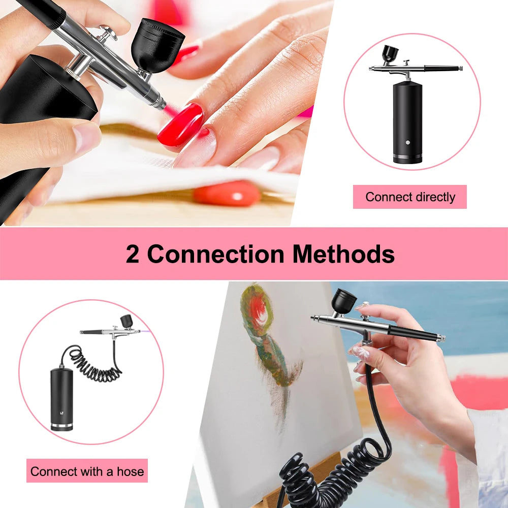 Airbrush Nail Portable Mini Air Brush With Compressor Kit for Nails Art Manicure Craft Pastry Cake Painting Nano Sprayer Gun