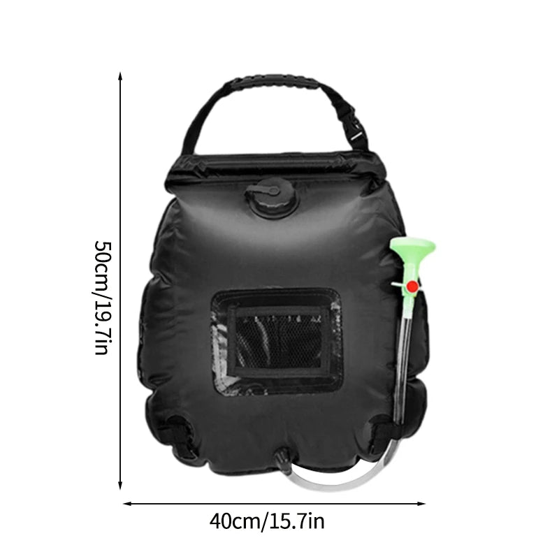 20L/40L Camping Shower Bag Foldable Shower Bags Camping with Removable Hose Shower Head Water Storage Bag Sun Heated Water Bag