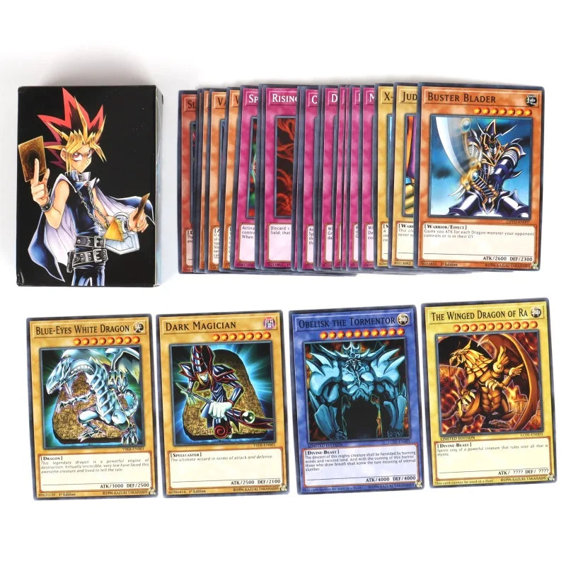 66-148PCS Yugioh Cards with Tin Box Yu Gi Oh Card English Holographic Golden Letter Duel Links Game Card Blue Eyes Exodia