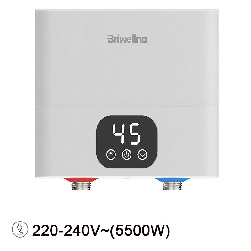 Briwellna Mini Tankless Electric Water Heater 110V/220V Under Sink Instant Hot Water Oversink Instantaneous Water Heater