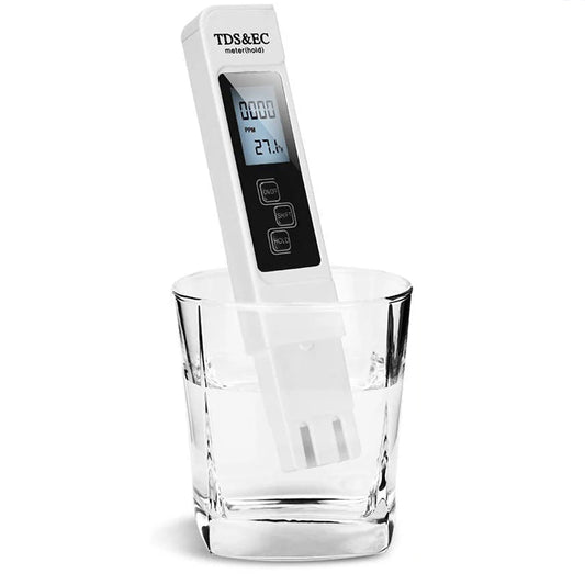 1PC White Digital Water Quality Tester TDS EC Meter Range 0 to 9990 Multifunctional Water Purity Temperature TEMP PPM Tester