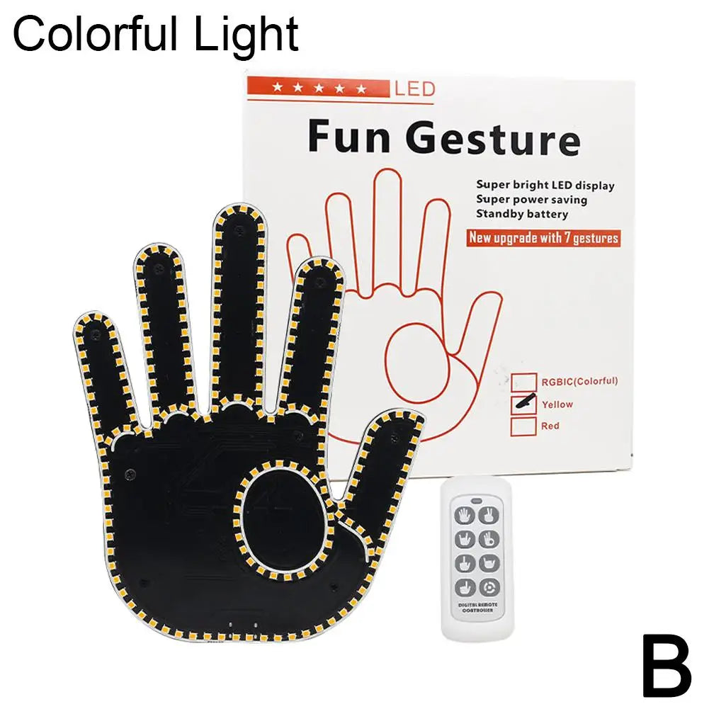 5V Universal 7 Models Hand Shape Funny Light With Remote Road Car LED Hand Gesture Sign Light Warning Light With Remote Control