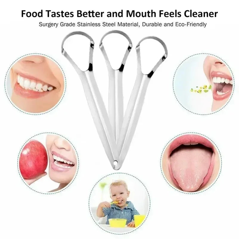 Clean Tongue Scraper Tongue Remover Halitosis Tongue Coating Oral Care Tongue Scraping Brush Stainless Steel Oral Cleaner Tools