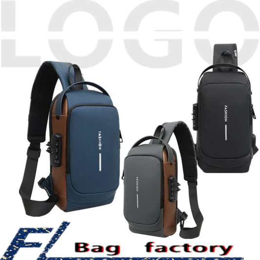 Chest Bag Multifunction Crossbody Sport Running Travel Sling Pack Anti-theft USB Charge Shoulder Messenger Pack Luxury Brand Men