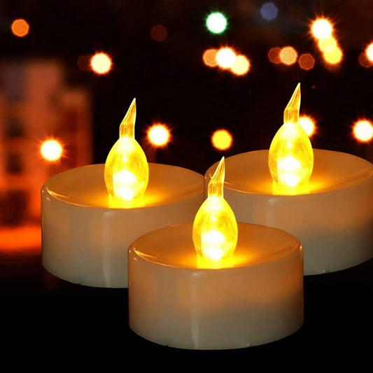 Battery Operated Tea Lights 24/48 Pack Flameless Realistic Flickering Candles LED Tealight for Event Festival Celebration Party