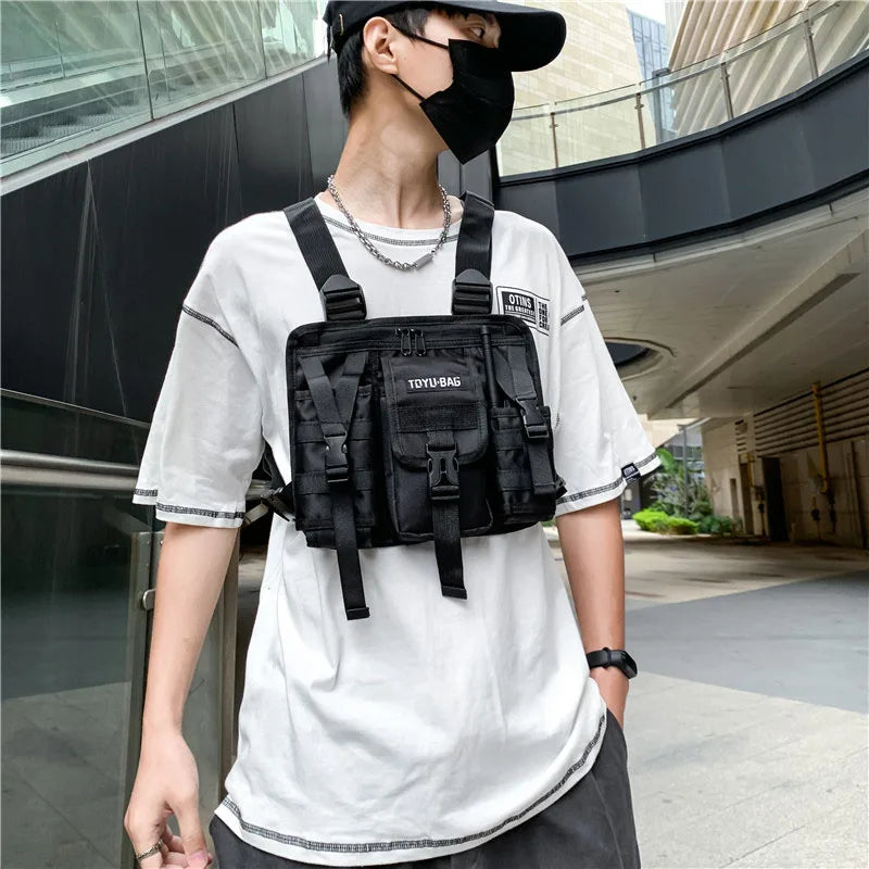 CCRXRQ Hip-hop Streetwear Men Chest Bags 2024 New Fashion Unisex Tactical Vest Backpacks Multi-function Sport Travel Chest Pack