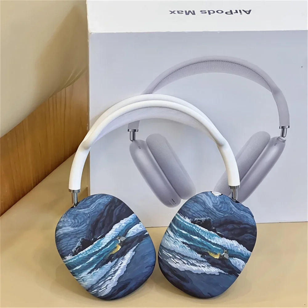 Art Painting Case for Apple Airpods Max For Headphone Airpods Max Protect Anti fall Case Wave The Starry Night Design Fashion