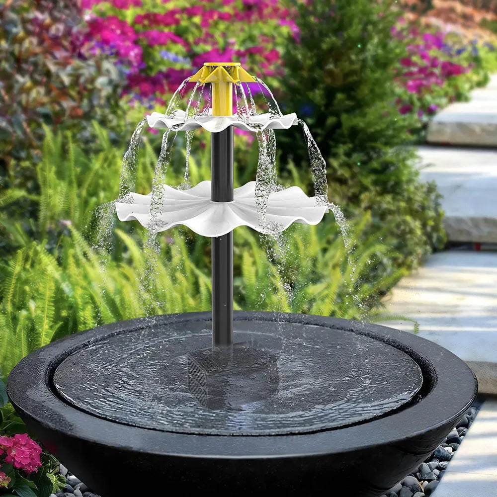 3-Tier Solar Bird Bath Fountain DIY Water Pump Solar Powered Waterfall Feature for Birdbath Garden Pond Pool Outdoor Decoration