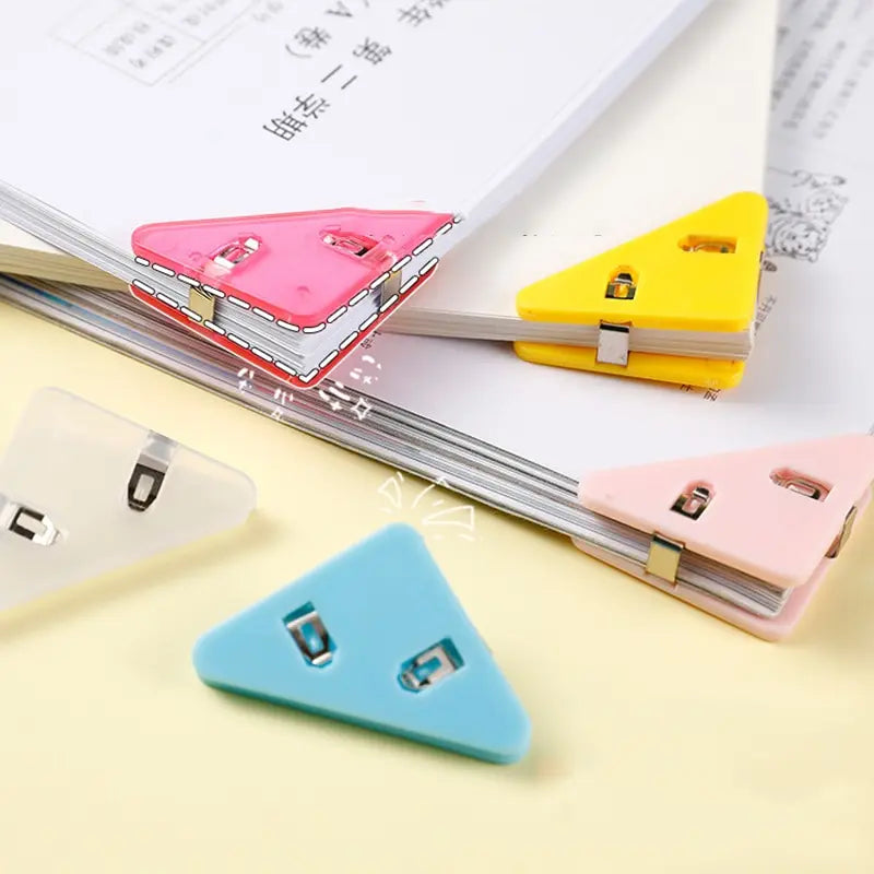 20pcs Creative Triangle Clip Bill Clip Book Paper Corner Clip Binder Clip for Desk Storage Shelf Office Desktop Organizer