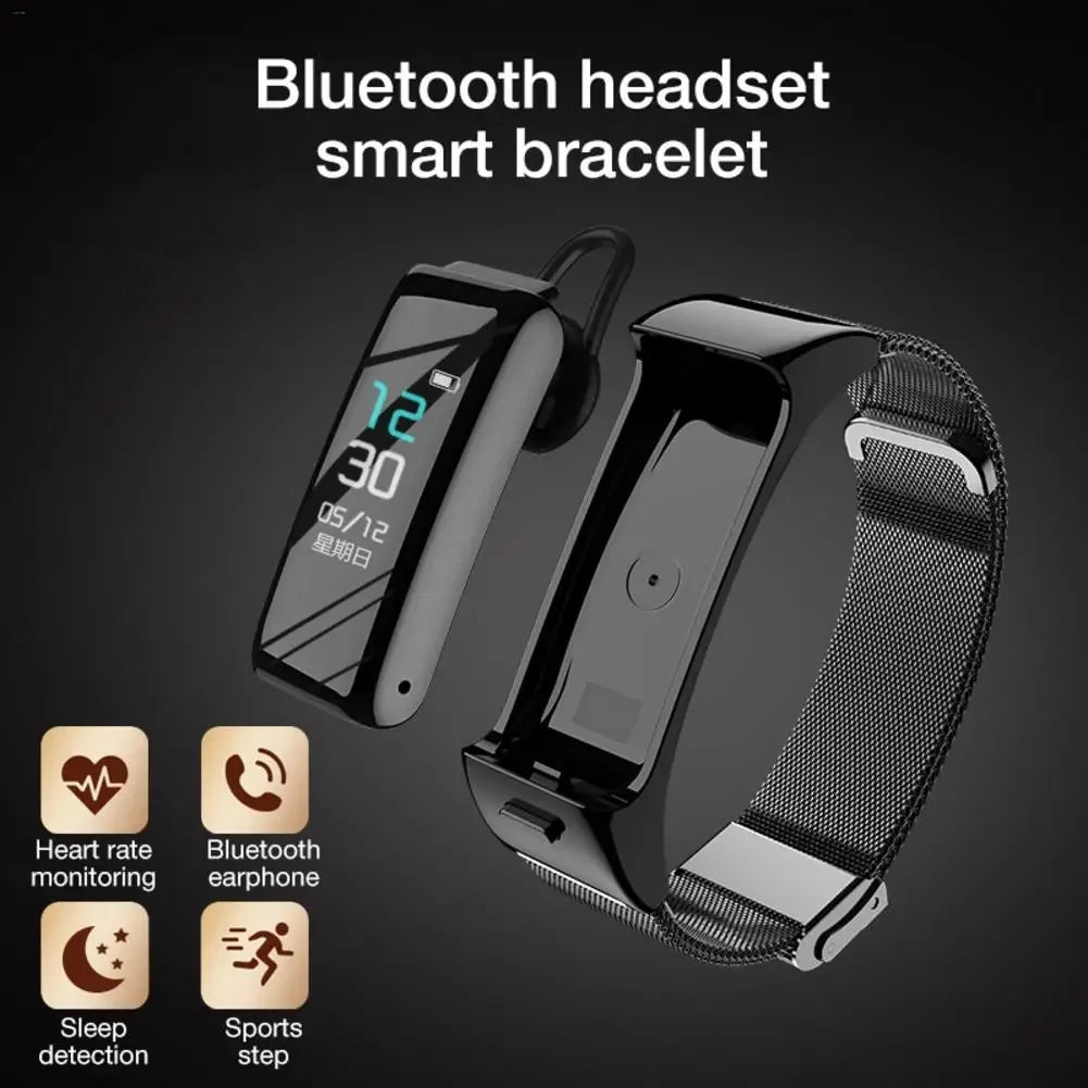 B6 Inch Wireless Bluetooths Headset Two In One Call Listen Music Blood Pressure Heart Rate Health Monitoring Step Counter Smart