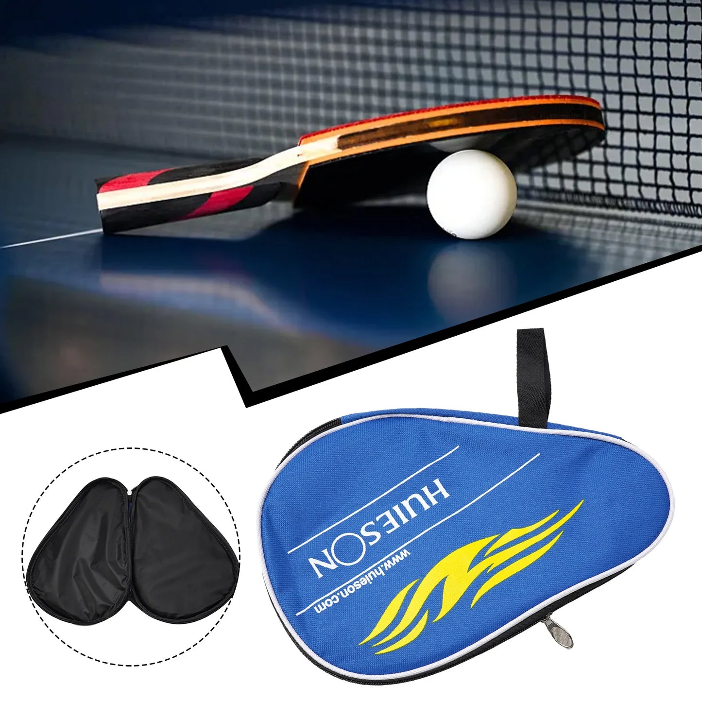 1PC 30x20cm Table Tennis Racket Bat Bag Black/blue Oxford Cloth Sponge Ping Pong Rackets Case For Blade Paddle Balls Storage