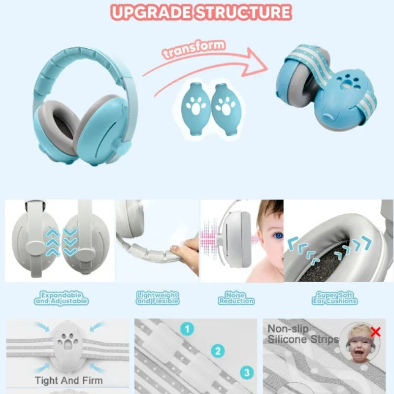 Baby Ear Protection for Babies Toddlers Elastic Noise Reduction Earmuffs Baby Headphones Against Hearing Damage Improves Sleep