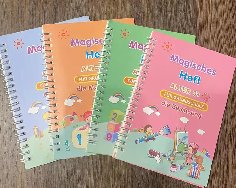 4 Books Magic Book Montessorii Educational Drawing Toys Montessori Education Kids Copy Exercise French Writing Notebook