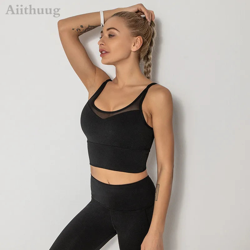 Aiithuug Yoga Bras Fitness Shirts Running Tops Sports Bras Gym Workout Crop Top Yoga Crop Tops Fitness Tank Top Running Bra