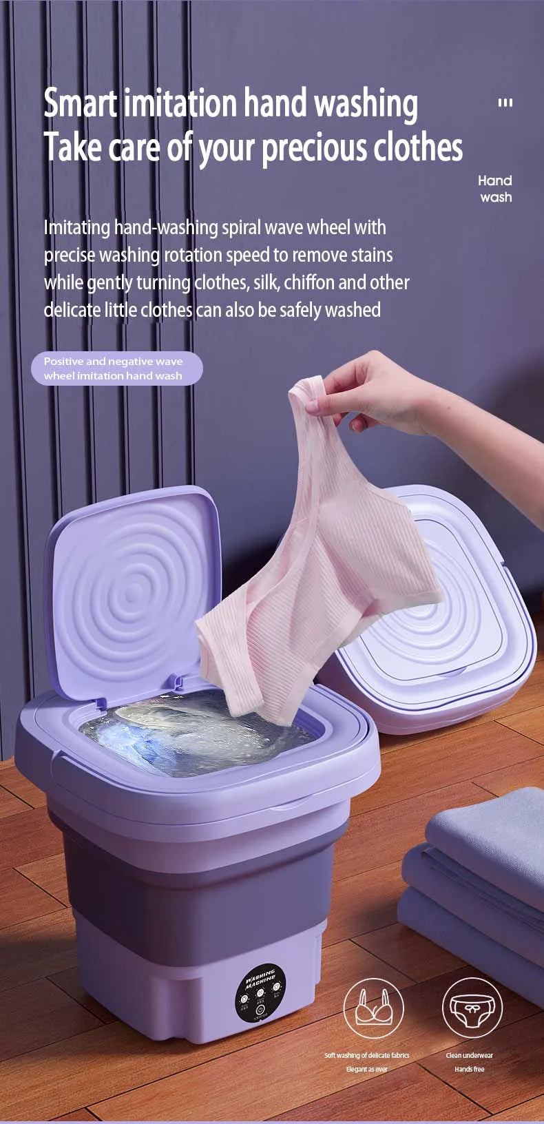 8L Portable Washing Machine Mini Home Clothes Socks Underwear Cleaning Retractable Washer With Spinning Dry washing Machine