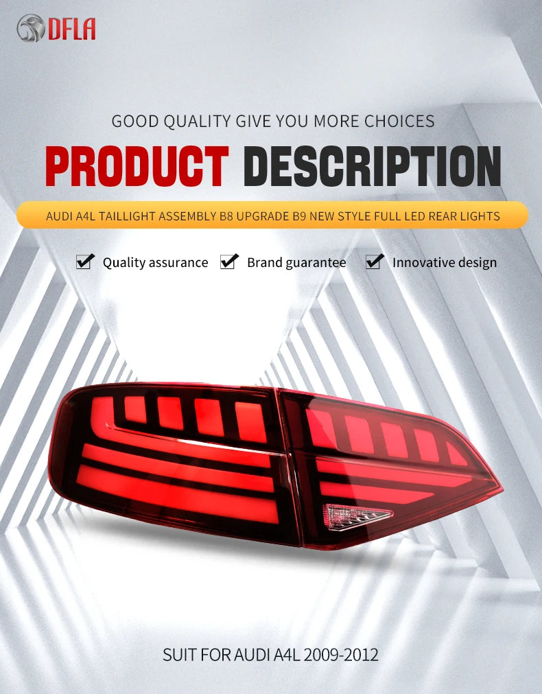 Car Tail Lights For Audi A4l 2009 2010 2011 2012 Taillight Assembly B8 Upgrade B9 New Style Led Moving Turning Rear Lights