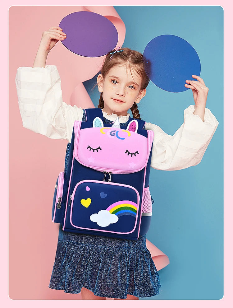 Children's Elementary School Students Schoolbag Girls 1,2,3,4,5,6 Grades 6-12 Years Old Shoulders Backpack Cute Waterproof Light