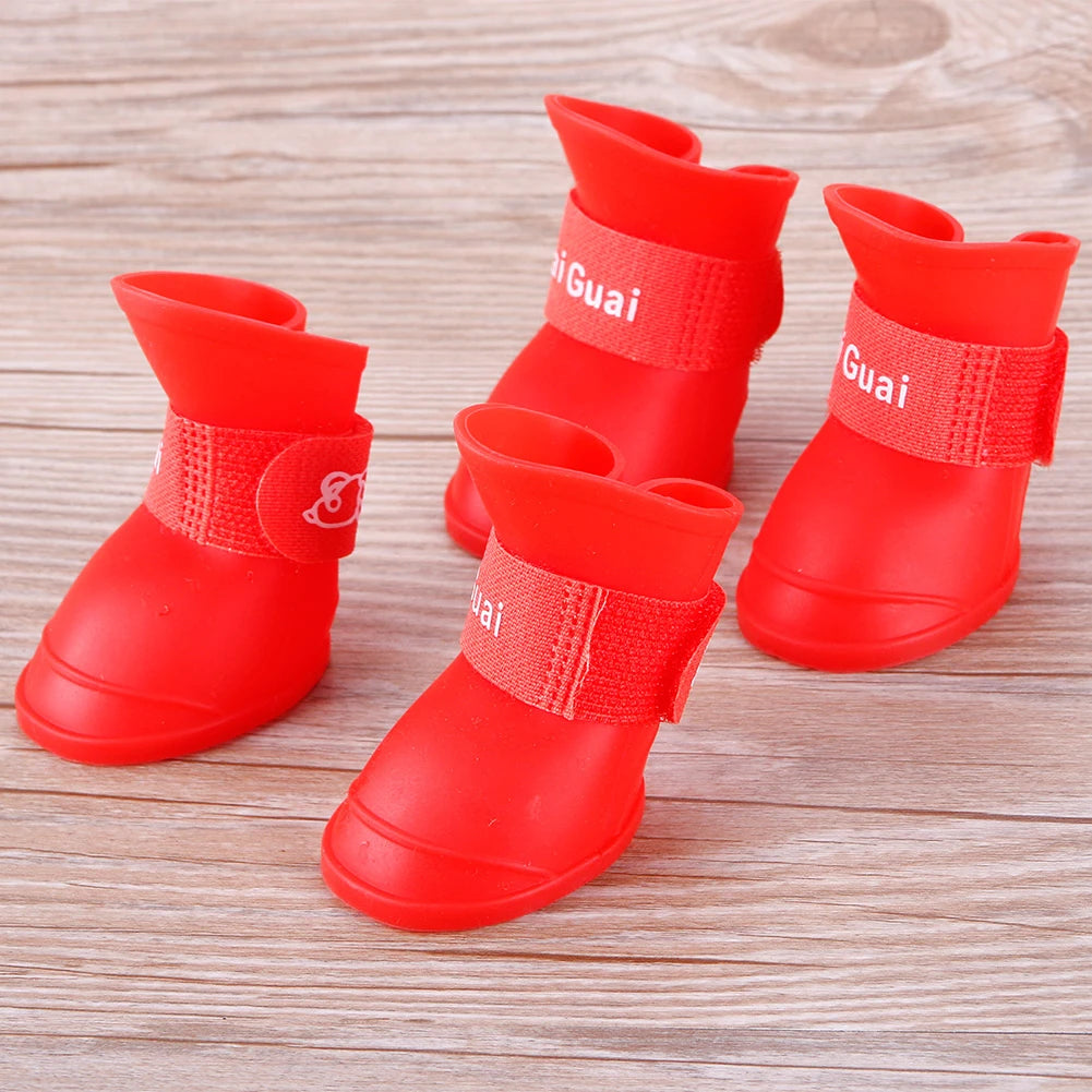 4Pcs S/M/L Size Dog Cat Rain Shoes Pet PVC Shoes Waterproof Rubber Booties Durable Cats Shoes For Large Medium Small Dogs