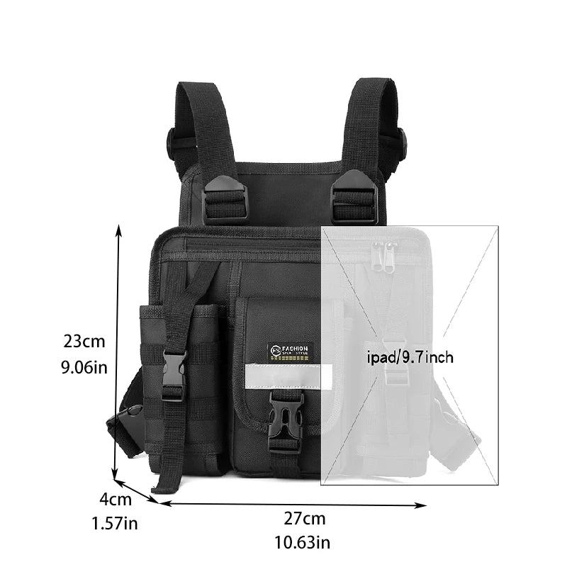 CCRXRQ Hip-hop Streetwear Men Chest Bags 2024 New Fashion Unisex Tactical Vest Backpacks Multi-function Sport Travel Chest Pack