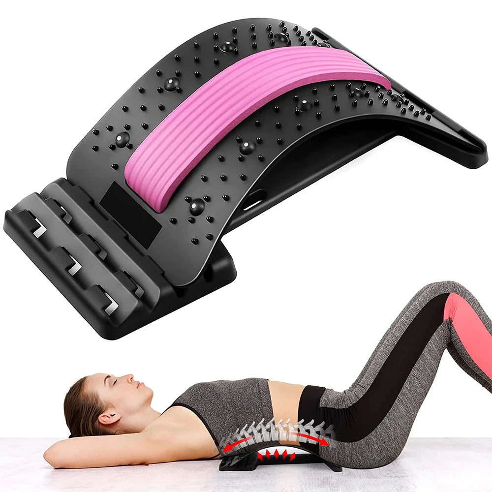 Adjustable Back Stretcher Waist Back Cracking Device Back Cracker 4 Level Spine Board Magnetic Therapy Shoulder Back Pain Relief