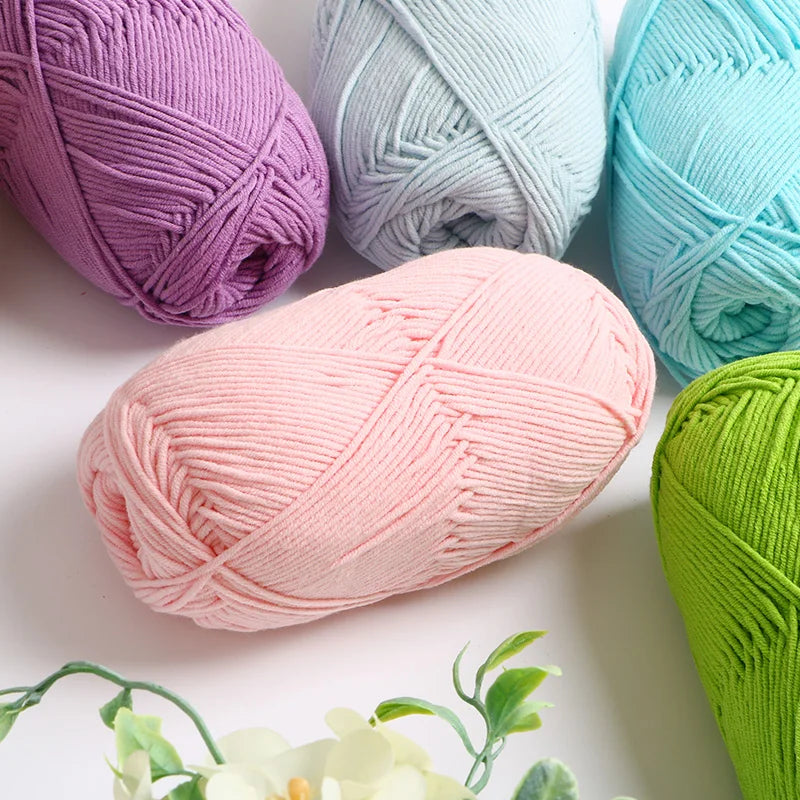 40-50g/Set 4ply Milk Cotton Knitting Yarn Needlework Dyed Lanas For Crochet Craft Sweater Hat Dolls At Low Price