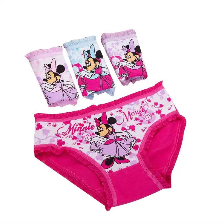 4 Pack Disney Mickey Mouse Children's Panties Classic Cute Minnie Mickey Mouse Cartoon Girls Cotton Briefs