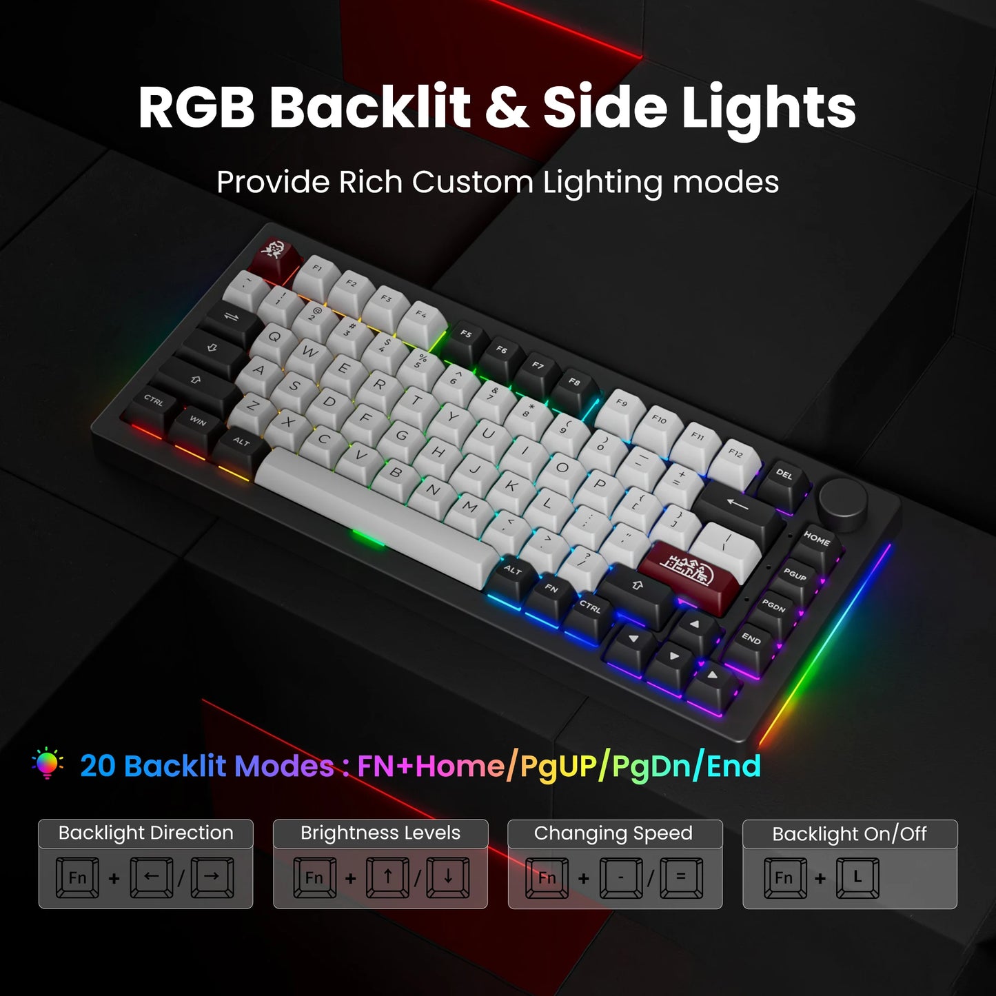 Akko 5075B Plus ANSI/ISO 75% Mechanical Gaming Keyboard 3/5 Pin Hot Swap Three-Modes RGB 2.4GHz Wireless/USB Type-C/BT 5.0