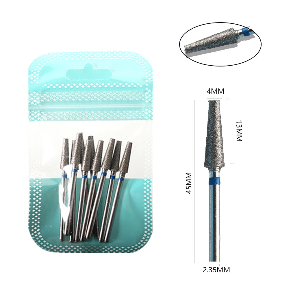 10pcs Diamond Milling Cutter Nail Drill Bits Set For Manicure Accessory Pedicure Eletric Machine Nail Bit Brush Burr Tools