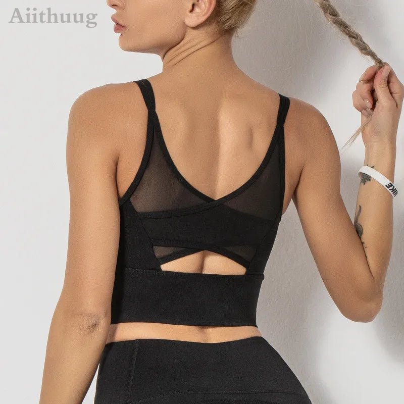 Aiithuug Yoga Bras Fitness Shirts Running Tops Sports Bras Gym Workout Crop Top Yoga Crop Tops Fitness Tank Top Running Bra