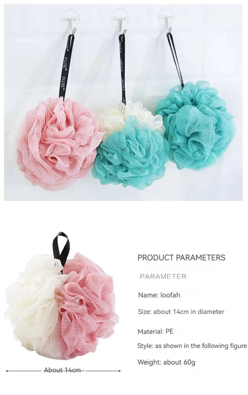 3 PCS Large Bath Balls Color Blocking PE Bath Flower Soft Scrubbing Bubble Net Two Color Bath Flower