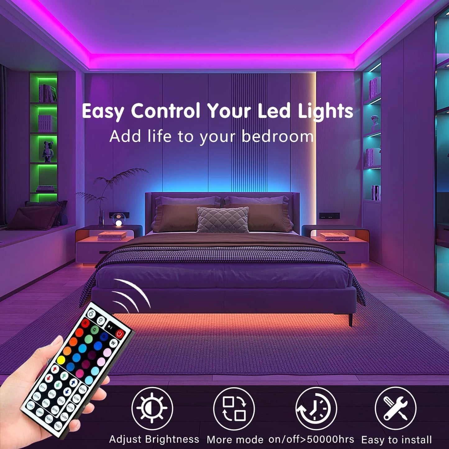 10m 20m Led Strip Lights with 44 Key Remote Control RGB Tape Led Wall Room for Home Bedroom Party Decor TV Backlight