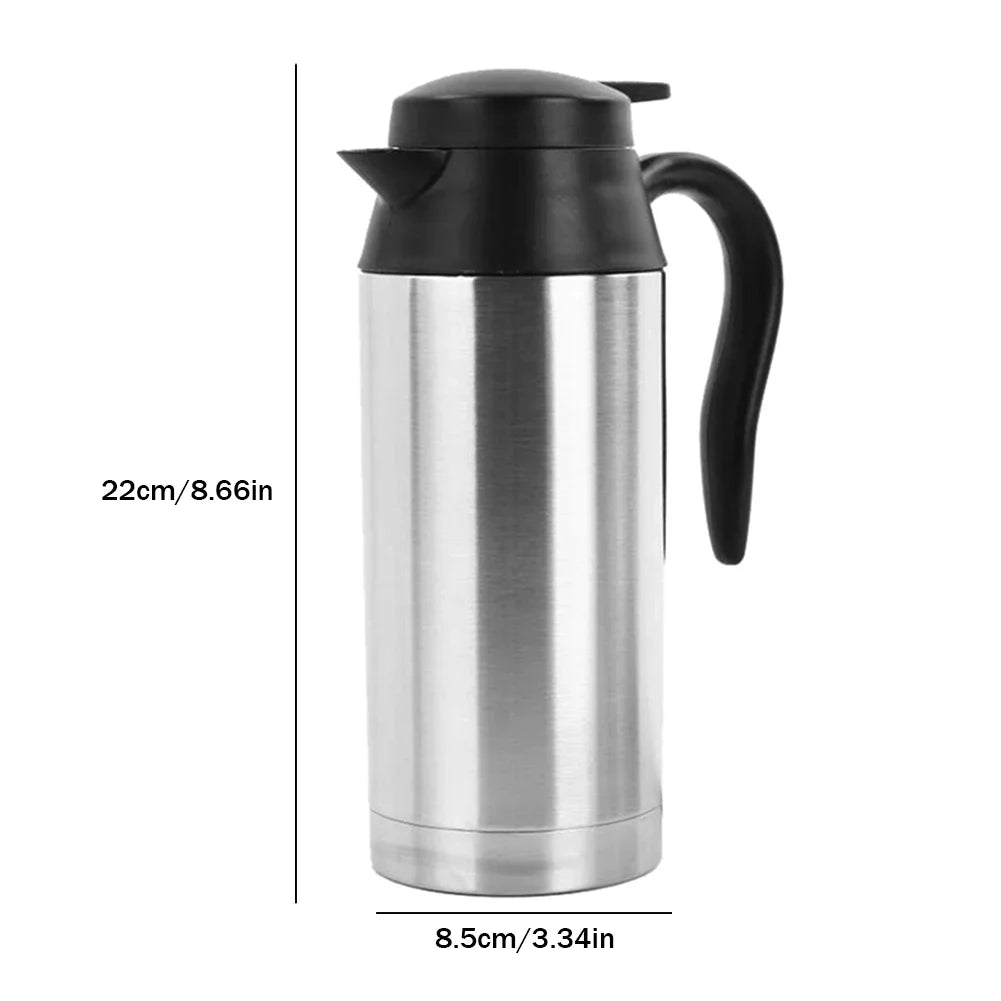 750ML Car Electric Heating Cup Kettle 12/24V Stainless Steel Water Heater Bottle for Tea Coffee Drinking Travel Truck Motorcycle