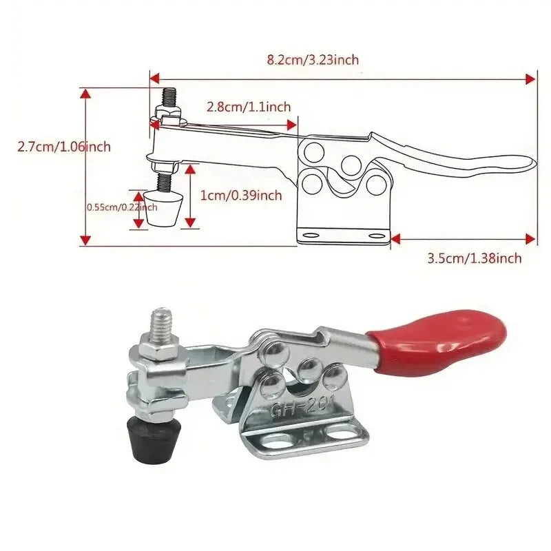 4PCS Horizontal Quick Clamp Workholding Clamp Chuck GH-201 Woodworking Engraving Machine Compressor 27KG Vertical Toggle Clamp