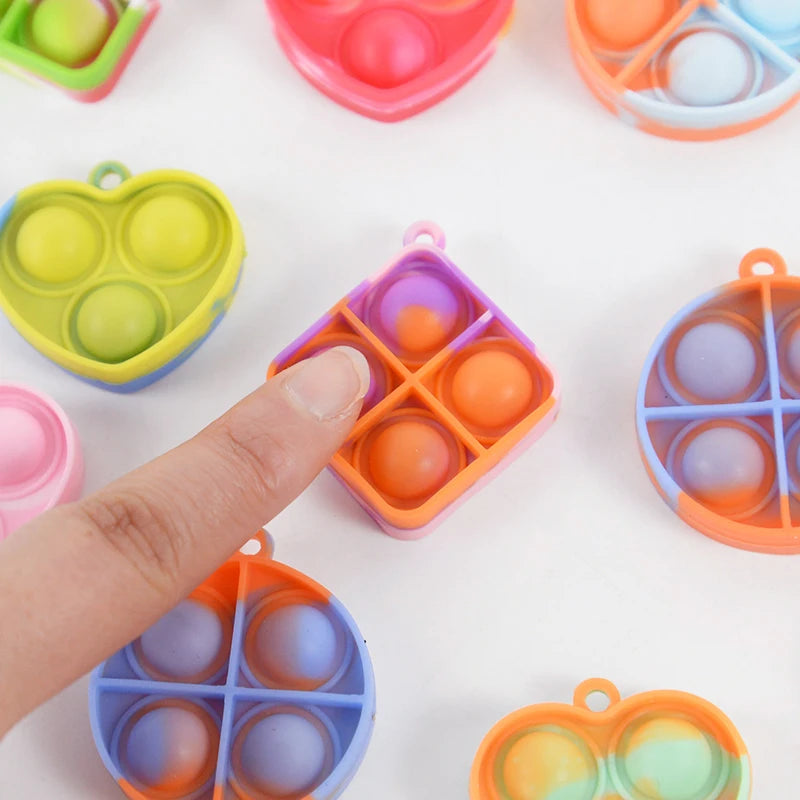 10/20pcs Mini Pop Keychain Toddler Sensory Fidget Toys Bulk Classroom Prizes Kids Birthday Party Favors Wedding Gift for Guests