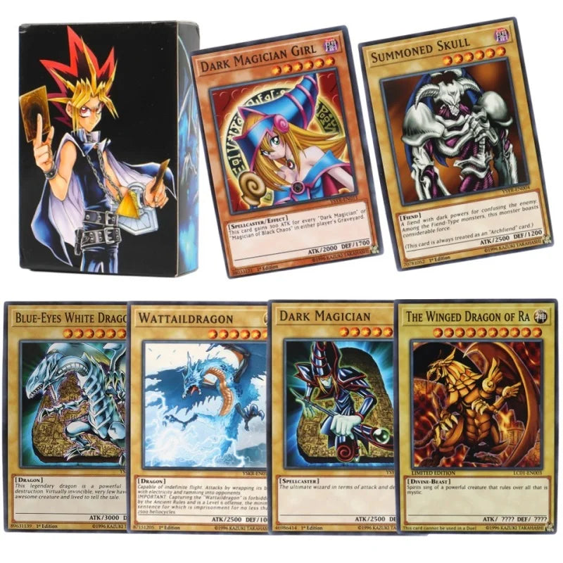 66-148PCS Yugioh Cards with Tin Box Yu Gi Oh Card English Holographic Golden Letter Duel Links Game Card Blue Eyes Exodia