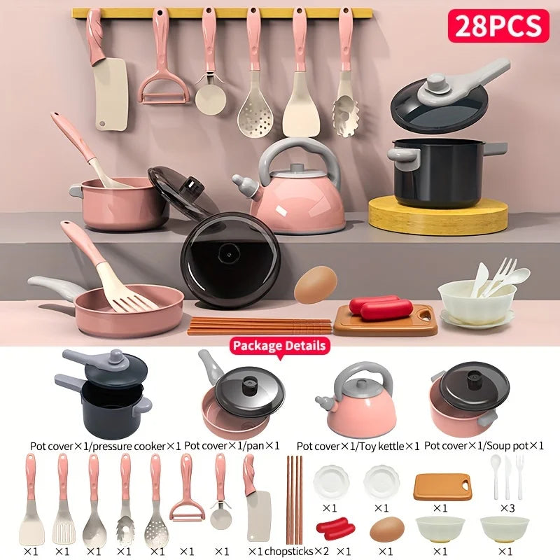 28pcs Kitchen Toys Set Simulated Kitchen Toy For Children's Pretend Play Children's Pretend Play Toy Set For Boys And Gir