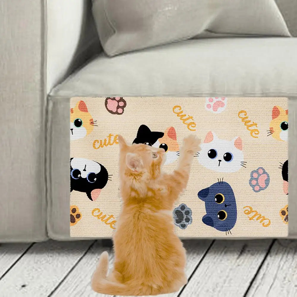 Cat Scratchers for Indoor Cats Cartoon Adhesive Scratching Pad Cute Scratching Board Wear-Resistant Scratching Mat for Grinding