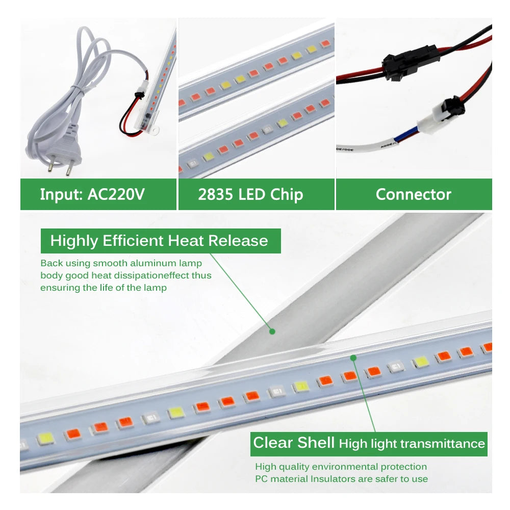 AC220V LED Grow Light 75leds LED Plant Light Bar Full Spectrum Phyto Lamp For Indoor Plants Flowers Hydroponics System