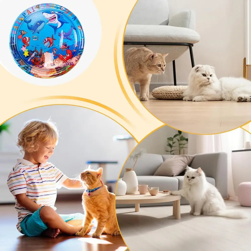 Cat Water Play Mat Sensing Play Mat For Pet Cat Cooling Effect Sensory Water Play Mat For Tile Grass Floor And Any Surfaces