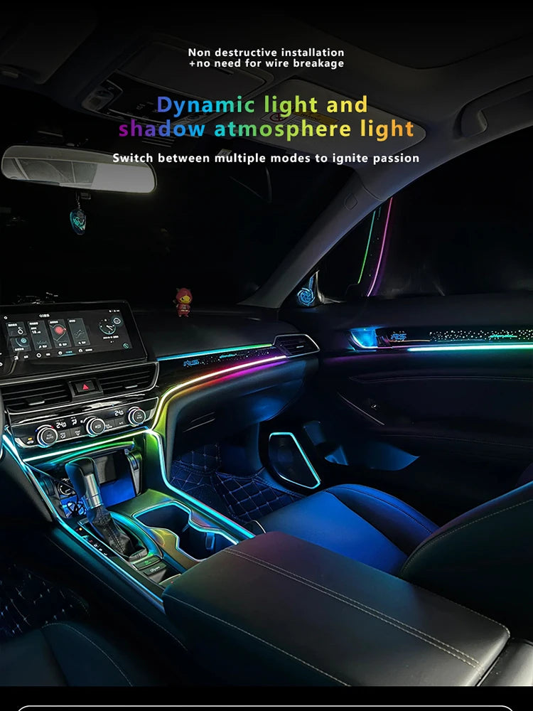 18/22 inch 213 64 Color Led Door Light Interior Rainbow Dashboard Acrylic Strip Rgb Kit Streamer Symphony Car Ambient Lighting